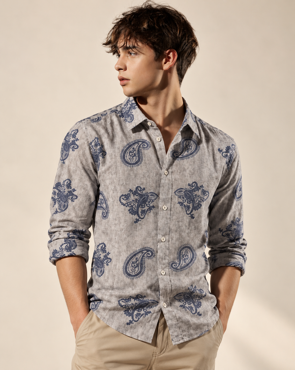 Ilyzly Navy blue Heritage Paisley Printed Shirt