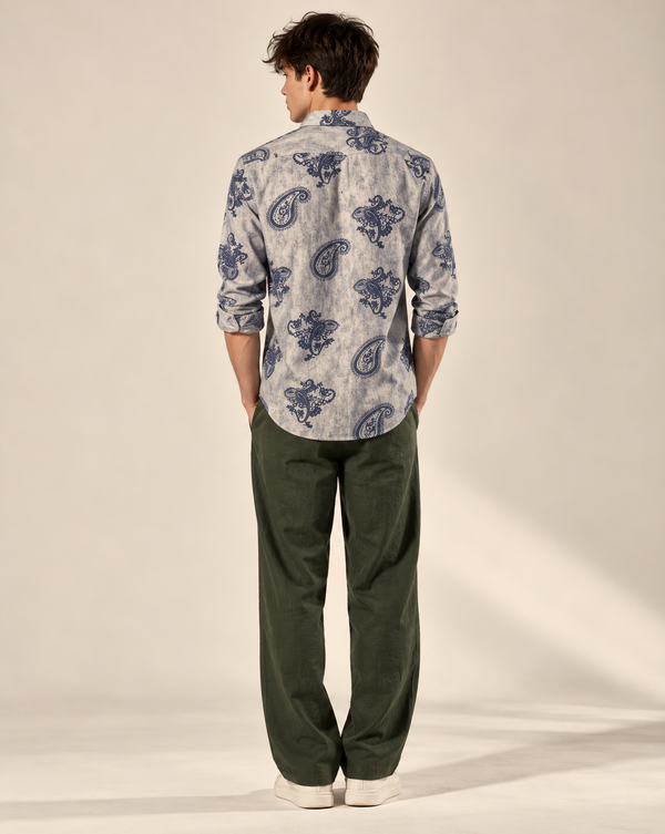 Ilyzly Navy blue Heritage Paisley Printed Shirt
