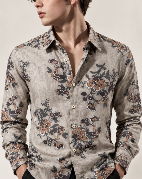 Ilyzly Grey Floral Bloom Printed Shirt