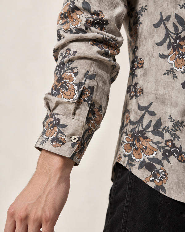 Ilyzly Grey Floral Bloom Printed Shirt
