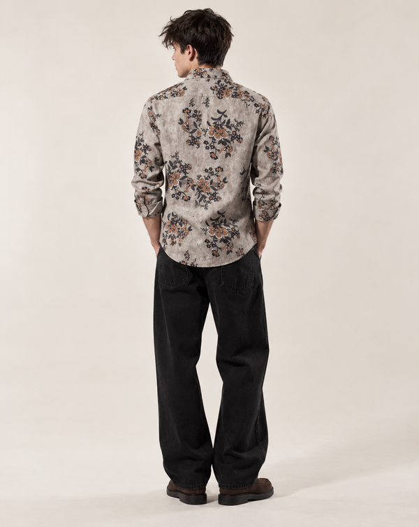 Ilyzly Grey Floral Bloom Printed Shirt