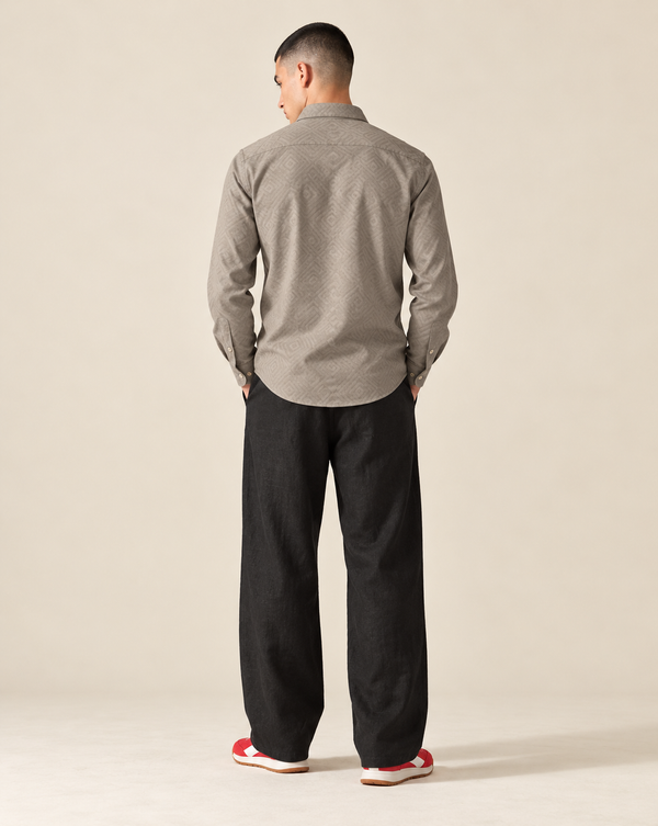 Izi Mist Grey Geometric Jacquard Shirt