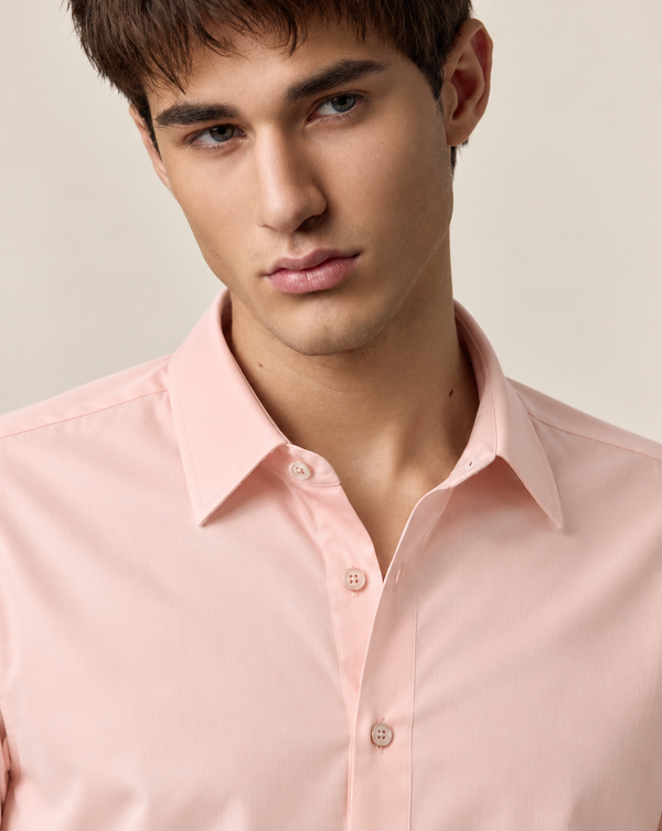 Ilyzly Pink Classic Stain Plain Formal Shirt