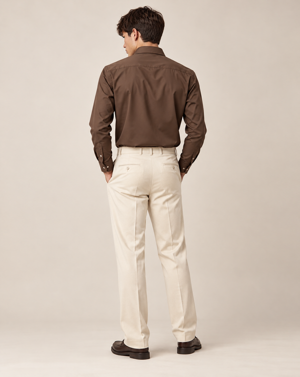Ilyzly Brown Classic Stain Plain Formal Shirt