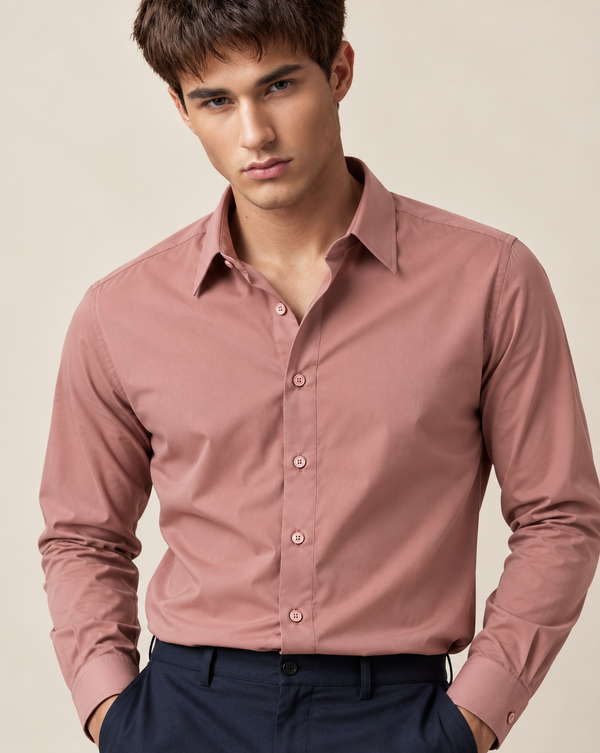 Ilyzly Dusty Rose Classic Stain Plain Formal Shirt