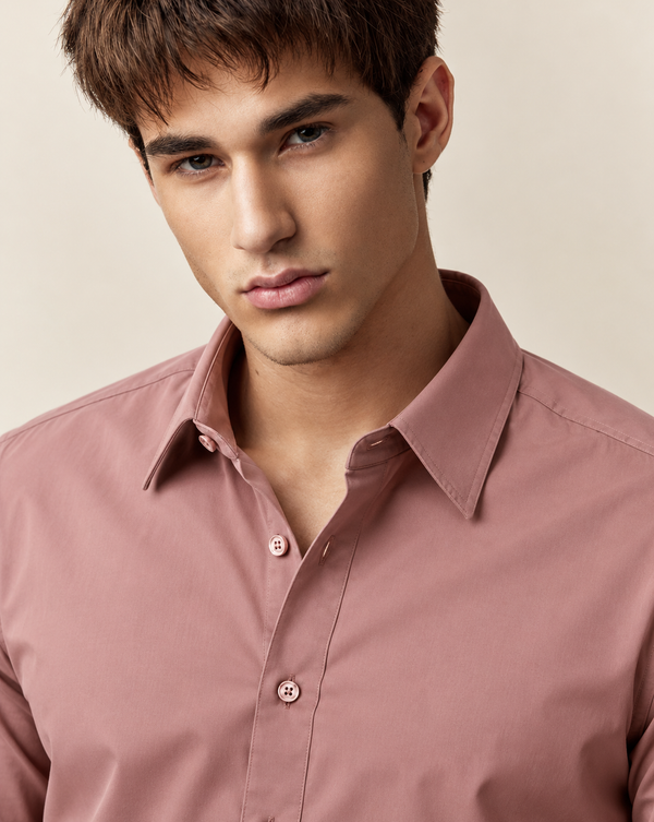 Ilyzly Dusty Rose Classic Stain Plain Formal Shirt
