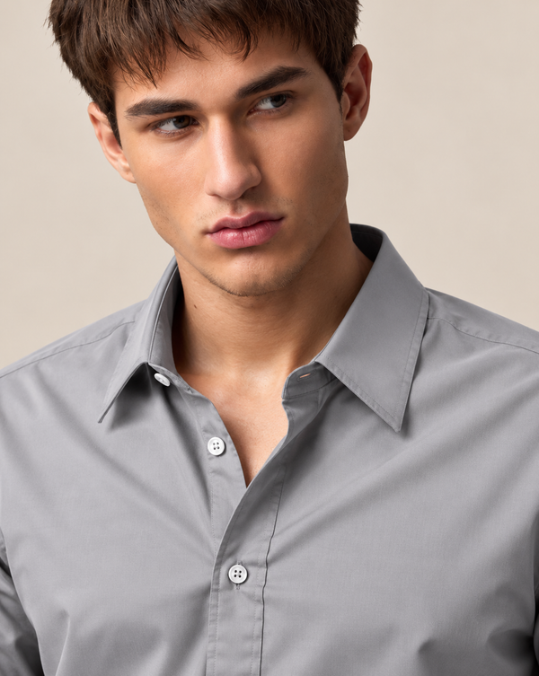 Ilyzly light Grey Classic Plain Formal Shirt