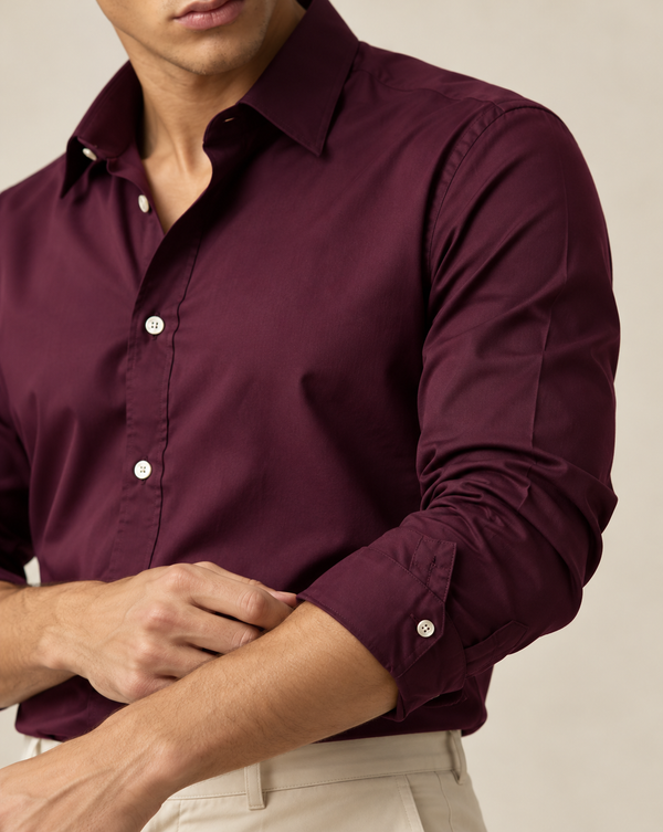 Ilyzly Plum Classic Plain Formal Shirt