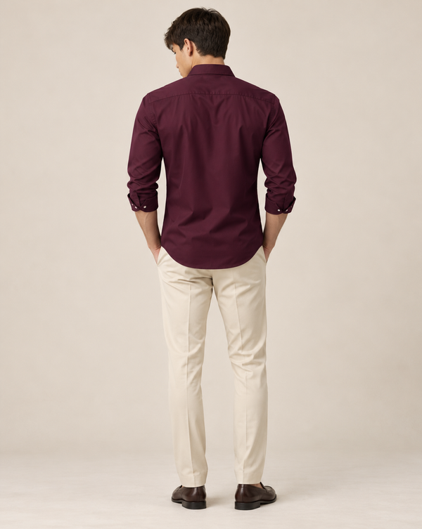 Ilyzly Plum Classic Plain Formal Shirt