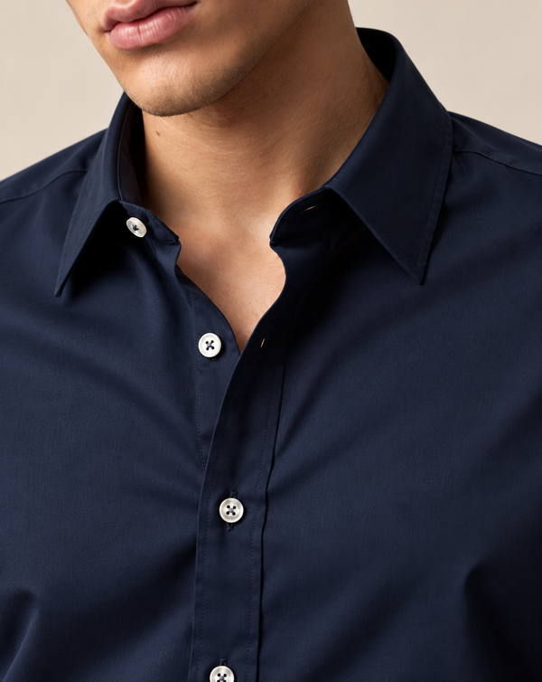 Ilyzly Dark Navy Classic Plain Formal Shirt