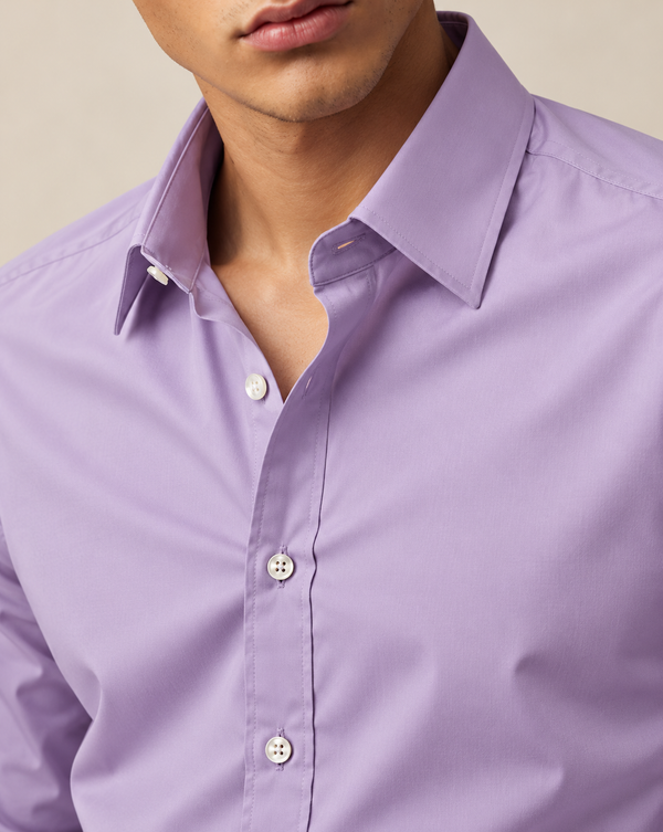 Ilyzly Light Purple Classic Plain Formal Shirt