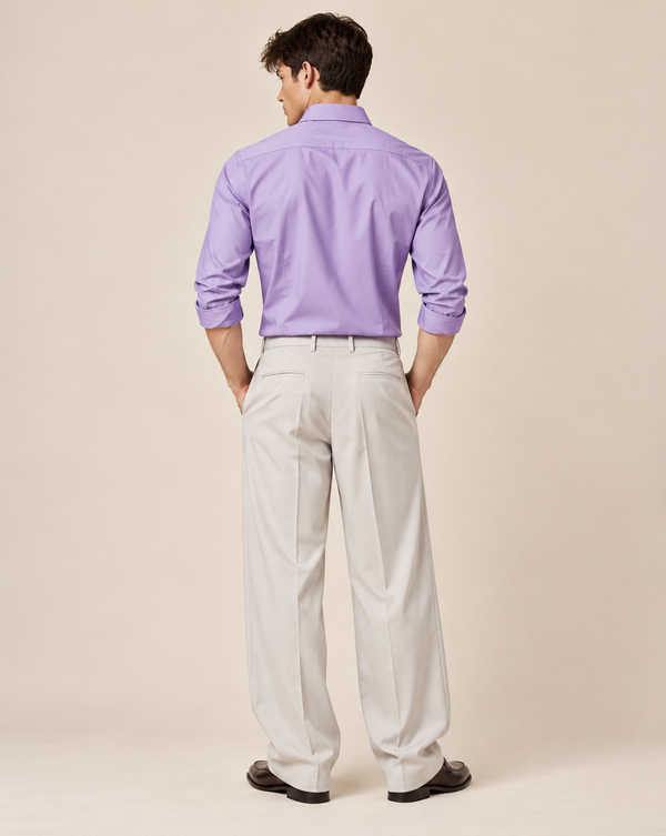 Ilyzly Light Purple Classic Plain Formal Shirt