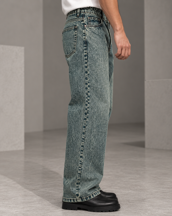 Izi Dark Olive Green Straight Fit Jean