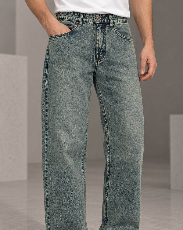Izi Dark Olive Green Straight Fit Jean