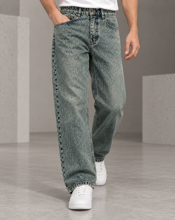 Izi Dark Olive Green Straight Fit Jean