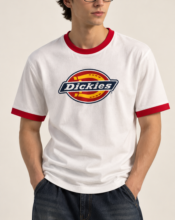 White Graphic Ringer Izi T Shirt