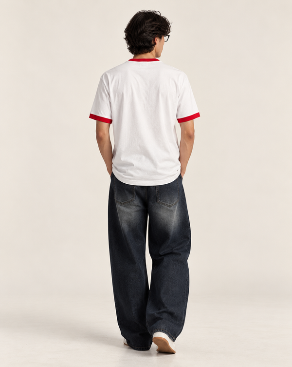 White Graphic Ringer Izi T Shirt