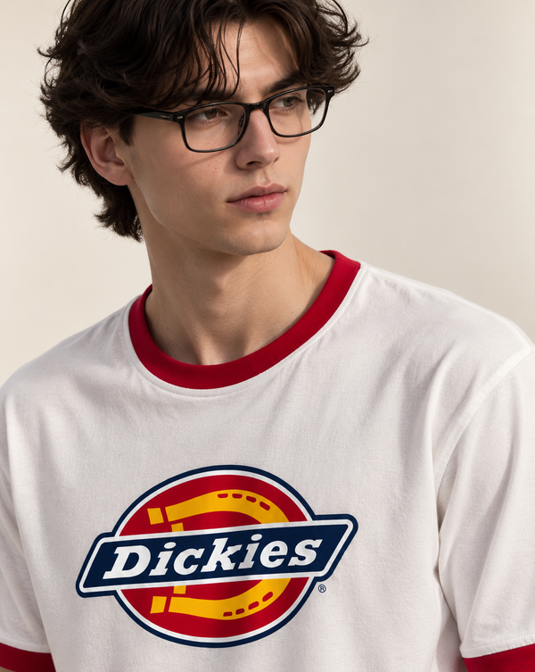 White Graphic Ringer Izi T Shirt