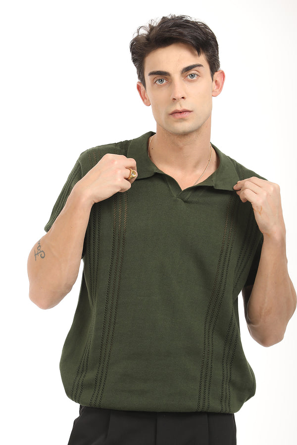 Green Stripe Polo T-Shirt