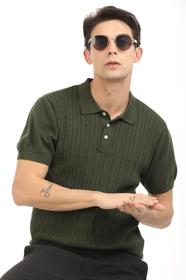 Green Spiral Polo T-Shirt