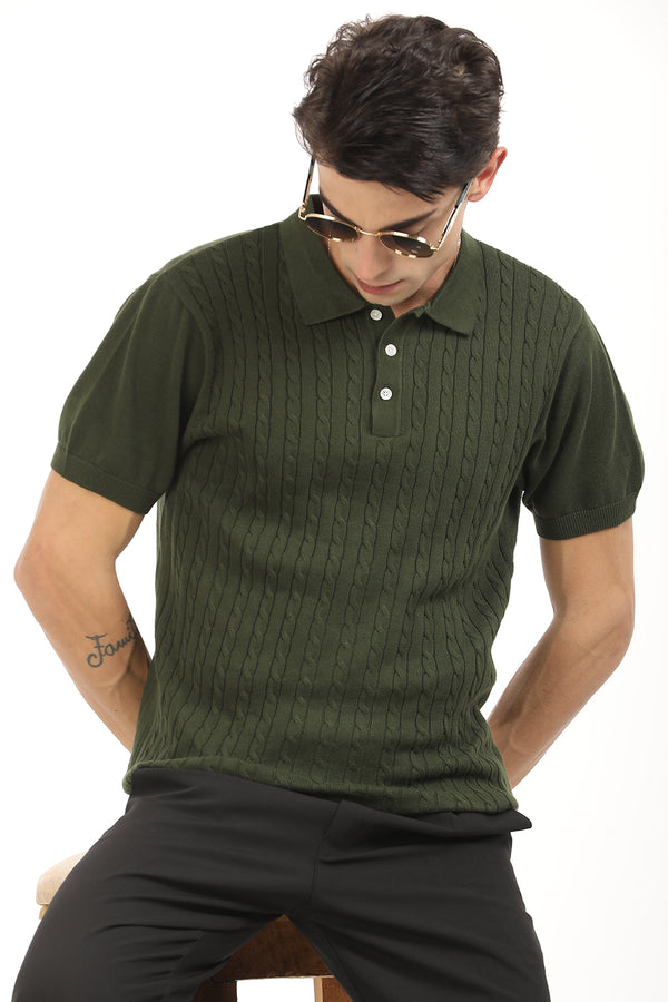 Green Spiral Polo T-Shirt