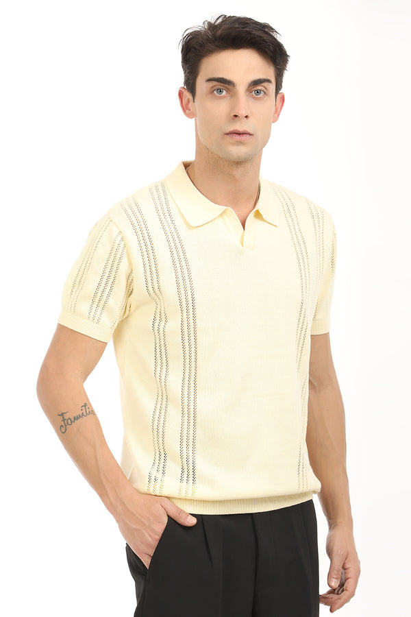 Yellow Stripe Polo T-Shirt