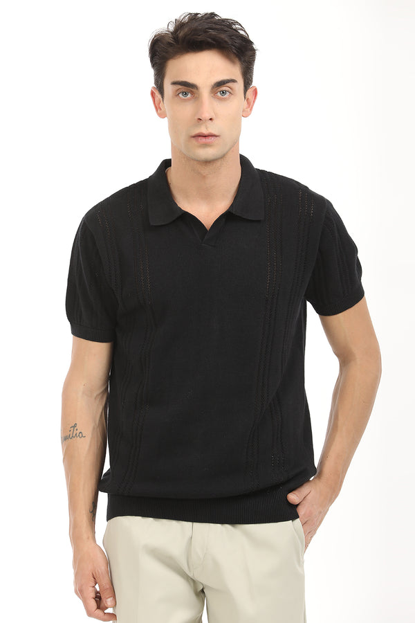 Black Stripe Polo T-Shirt