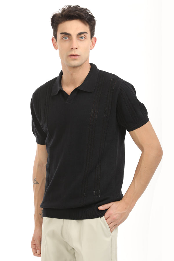 Black Stripe Polo T-Shirt