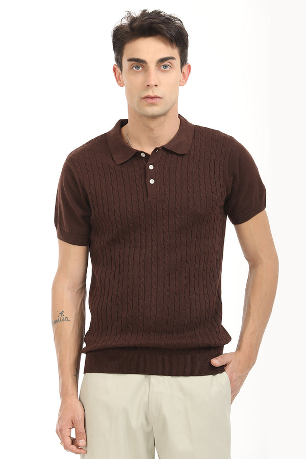 Brown Spiral Polo T-Shirt