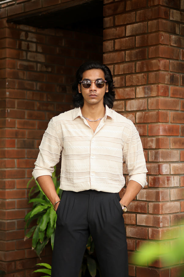 Sandal Horizontal Stripe Self Design Shirt