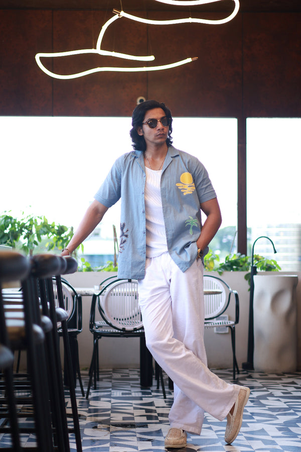 ILYZLY Self Designed Cuban Collar Shirt