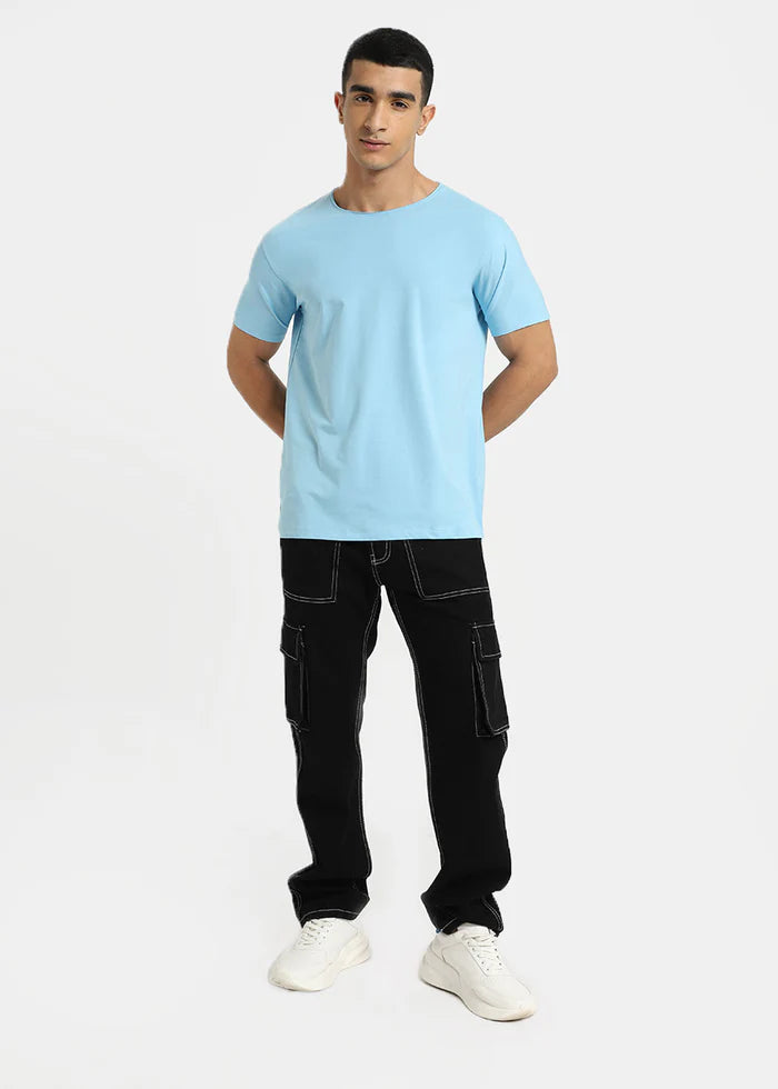 Light Blue Crew Neck T-shirt Ilyzly