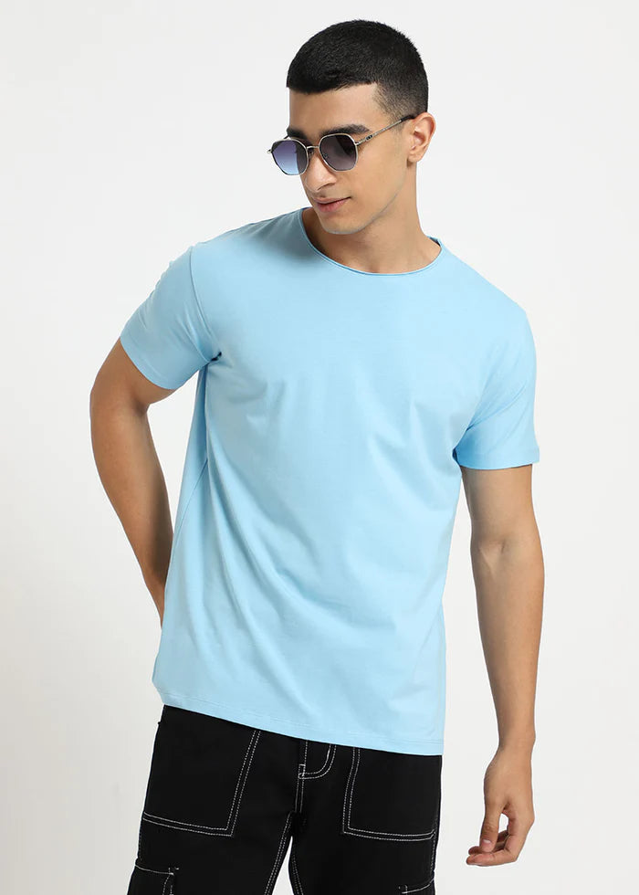 Light Blue Crew Neck T-shirt Ilyzly