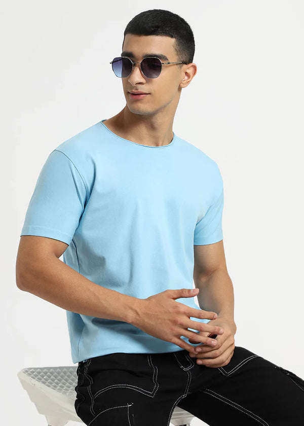 Light Blue Crew Neck T-shirt Ilyzly