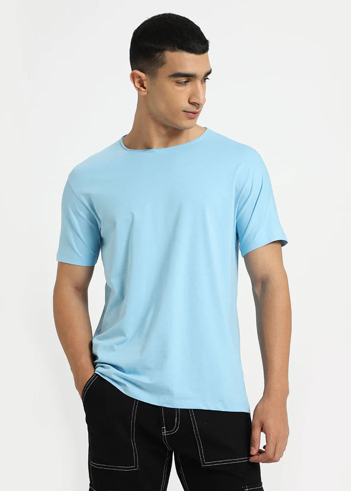 Light Blue Crew Neck T-shirt Ilyzly