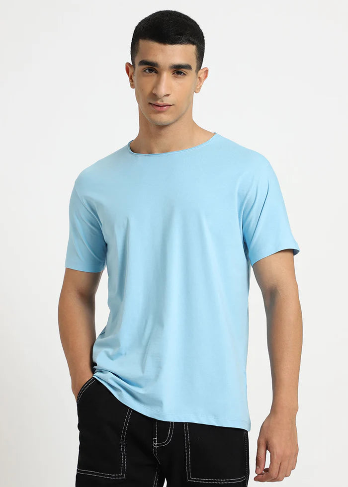 Light Blue Crew Neck T-shirt Ilyzly