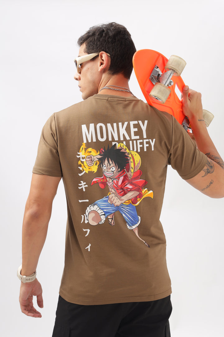 Luffy Graphic Brown Printed T-Shirt Ilyzly