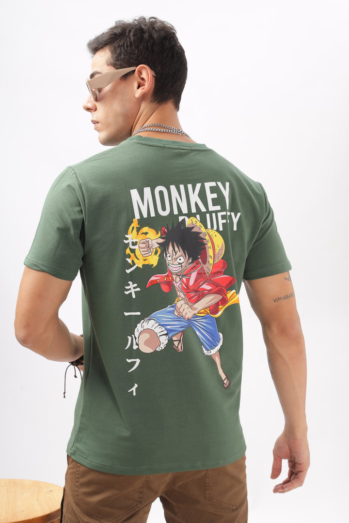 Luffy Graphic Green Printed T-Shirt Ilyzly