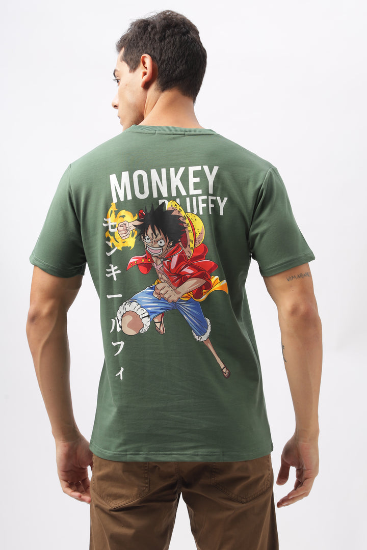 Luffy Graphic Green Printed T-Shirt Ilyzly