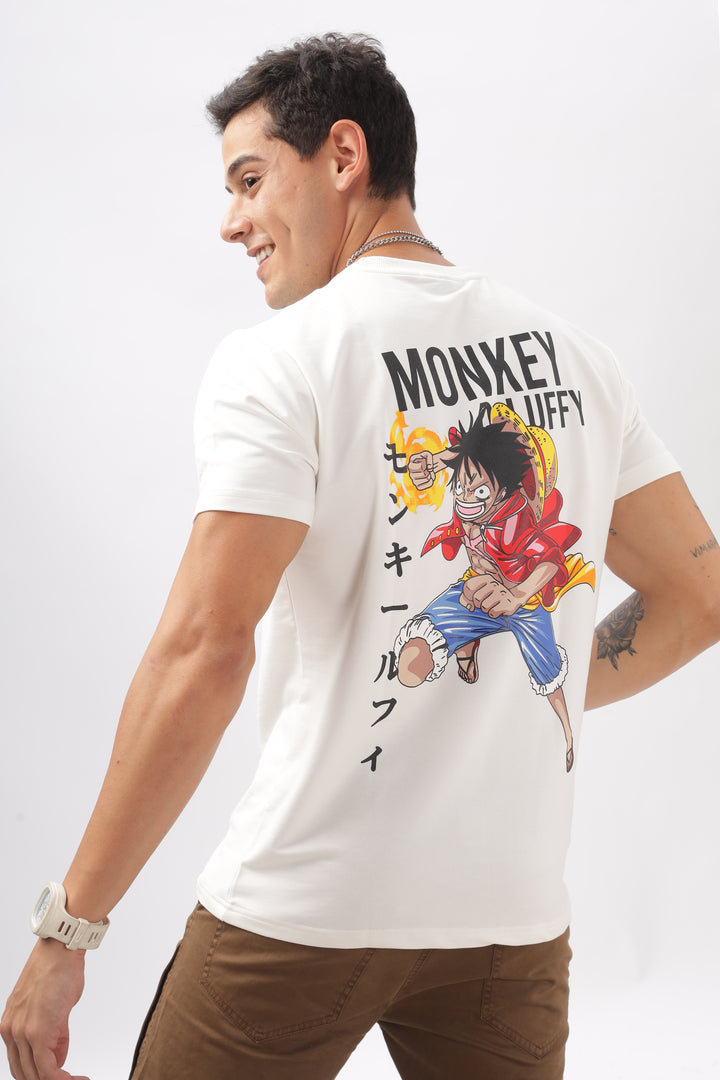 Luffy Graphic White Printed T-Shirt Ilyzly