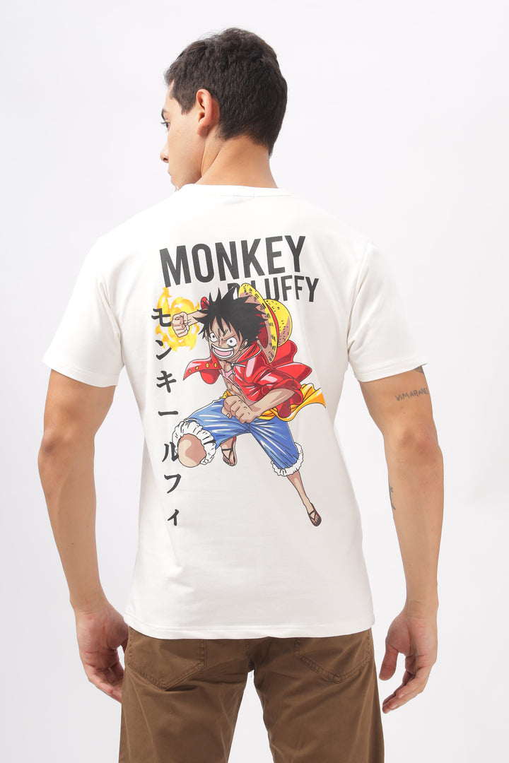 Luffy Graphic White Printed T-Shirt Ilyzly