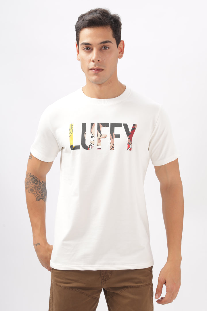 Luffy Graphic White Printed T-Shirt Ilyzly