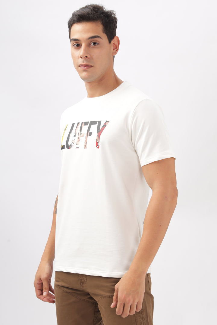 Luffy Graphic White Printed T-Shirt Ilyzly