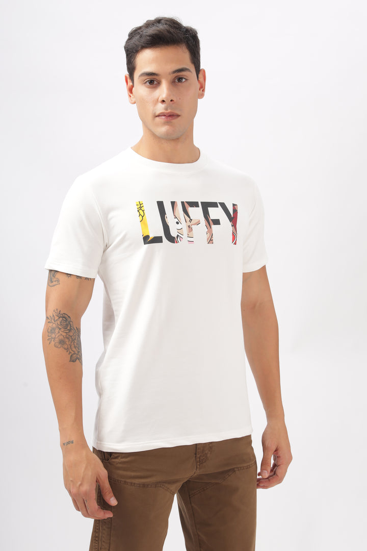 Luffy Graphic White Printed T-Shirt Ilyzly