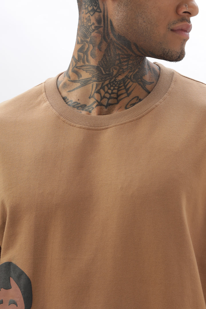 Macha Brown Dropshoulder Tee Ilyzly