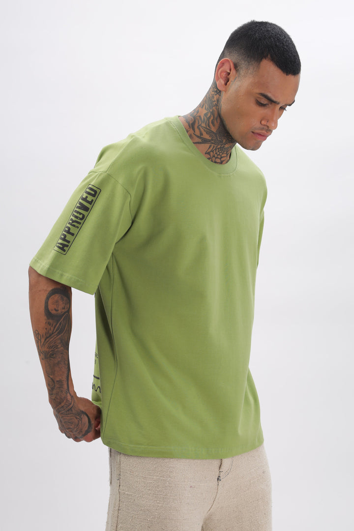 Madras Unisex Green Drop-Shoulder T-Shirt Ilyzly