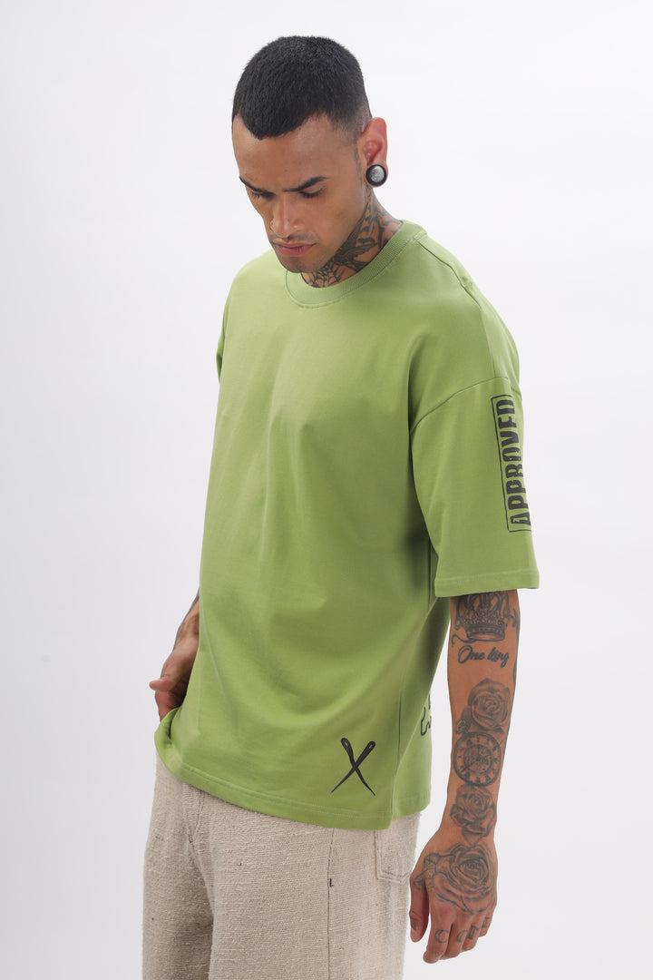 Madras Unisex Green Drop-Shoulder T-Shirt Ilyzly