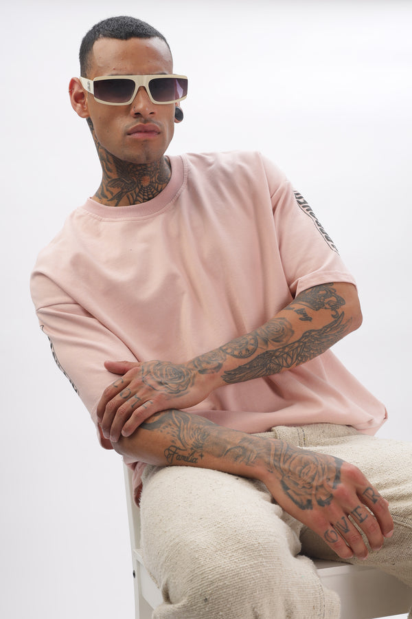 Madras Unisex Pink Drop-Shoulder T-Shirt Ilyzly