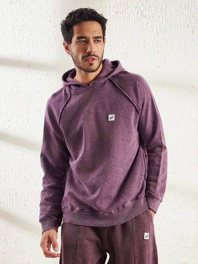 Mauve Dyed Raw Edge Raglan Hoodie Ilyzly