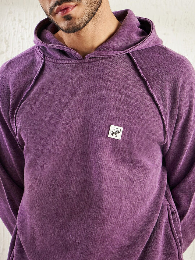 Mauve Dyed Raw Edge Raglan Hoodie Ilyzly